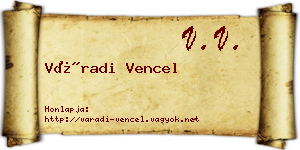 Váradi Vencel névjegykártya